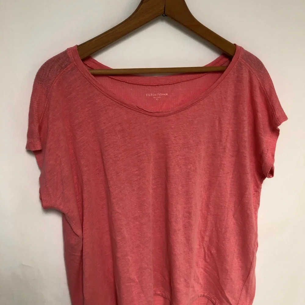 Eileen Fisher Pink Ribbed Linen Top - Picture 3 of 9